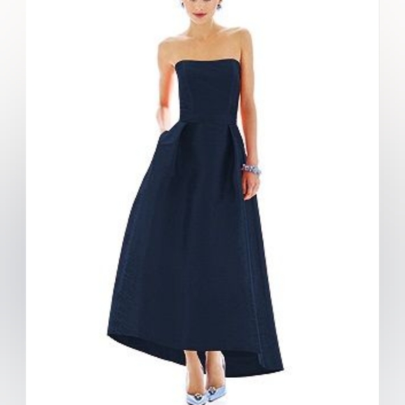 Alfred Sung Strapless Midi with Pockets - Picture 4 of 4